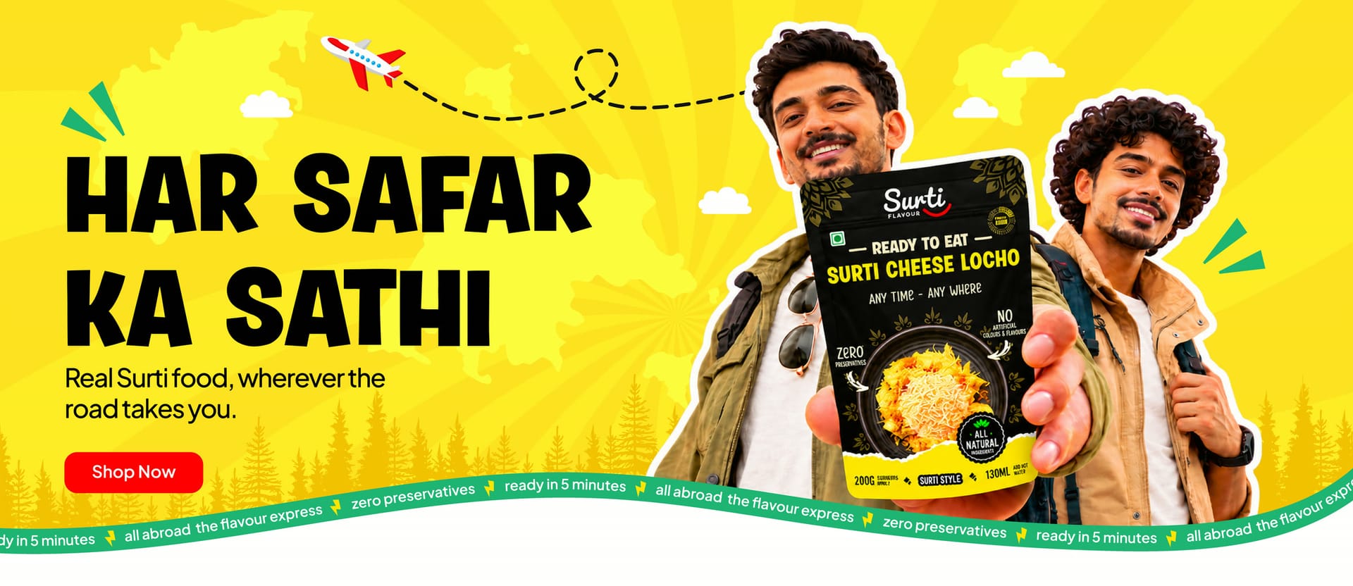 Har Safar Ka Sathi — Surti Flavour. Shop Now